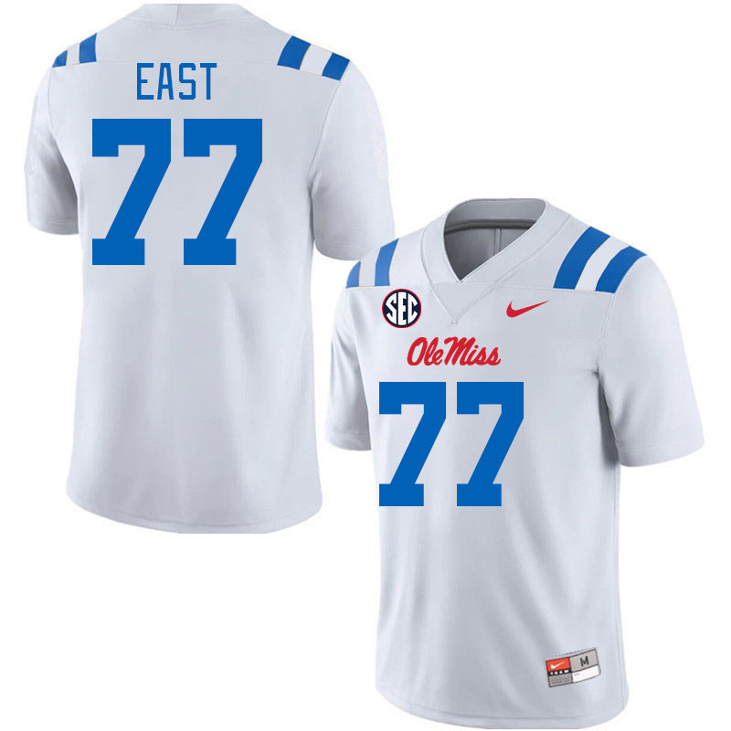 Men #77 Cam East Ole Miss Rebels 2024 New Uniforms College Football Jerseys Stitched-White